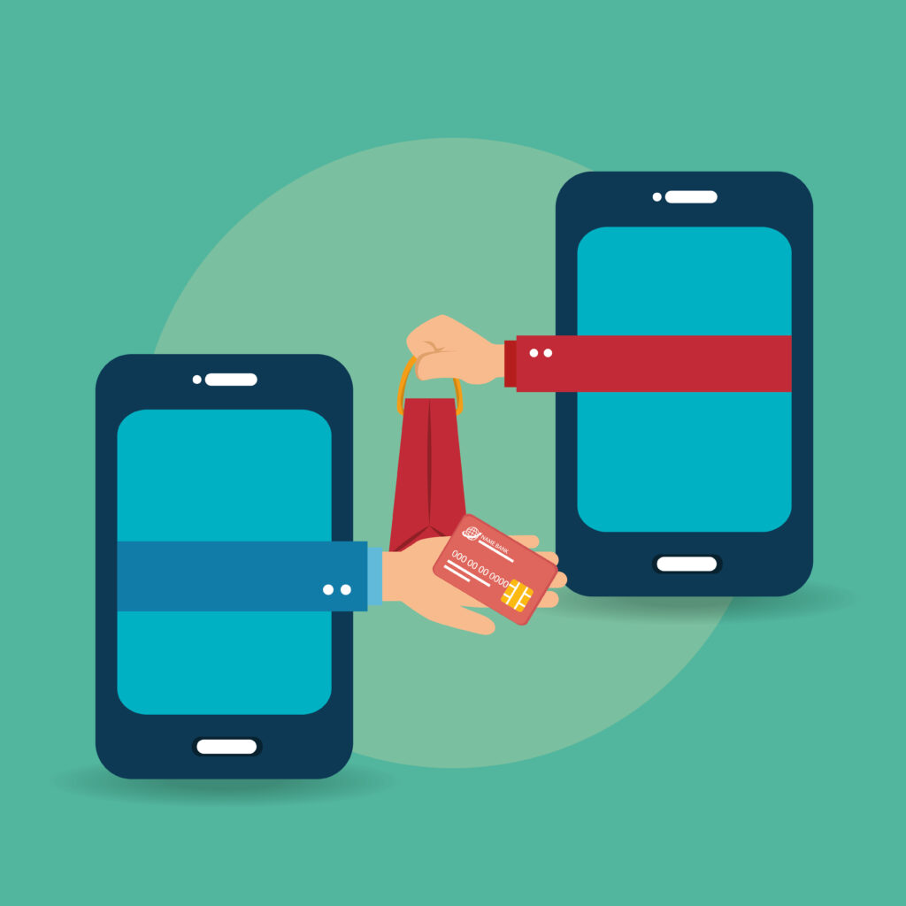 smartphone with electronic commerce icons